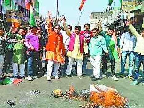 BJP burnt Rahul's effigy 